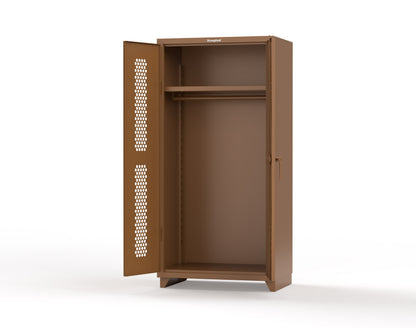 Extra Heavy Duty 14 GA Ventilated (Hex) Uniform Cabinet with Hanger Rod, 1 Shelf - 36 In. W x 24 In. D x 75 In. H - 36-H-WR-241-L-8008