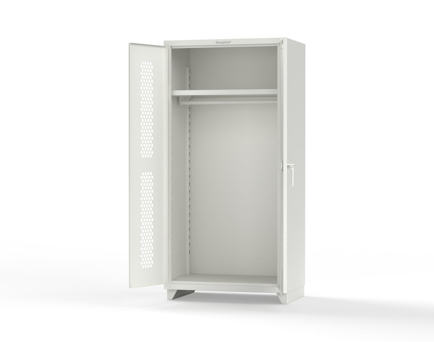 Extra Heavy Duty 14 GA Ventilated (Hex) Uniform Cabinet with Hanger Rod, 1 Shelf - 36 In. W x 24 In. D x 75 In. H - 36-H-WR-241-L-9003