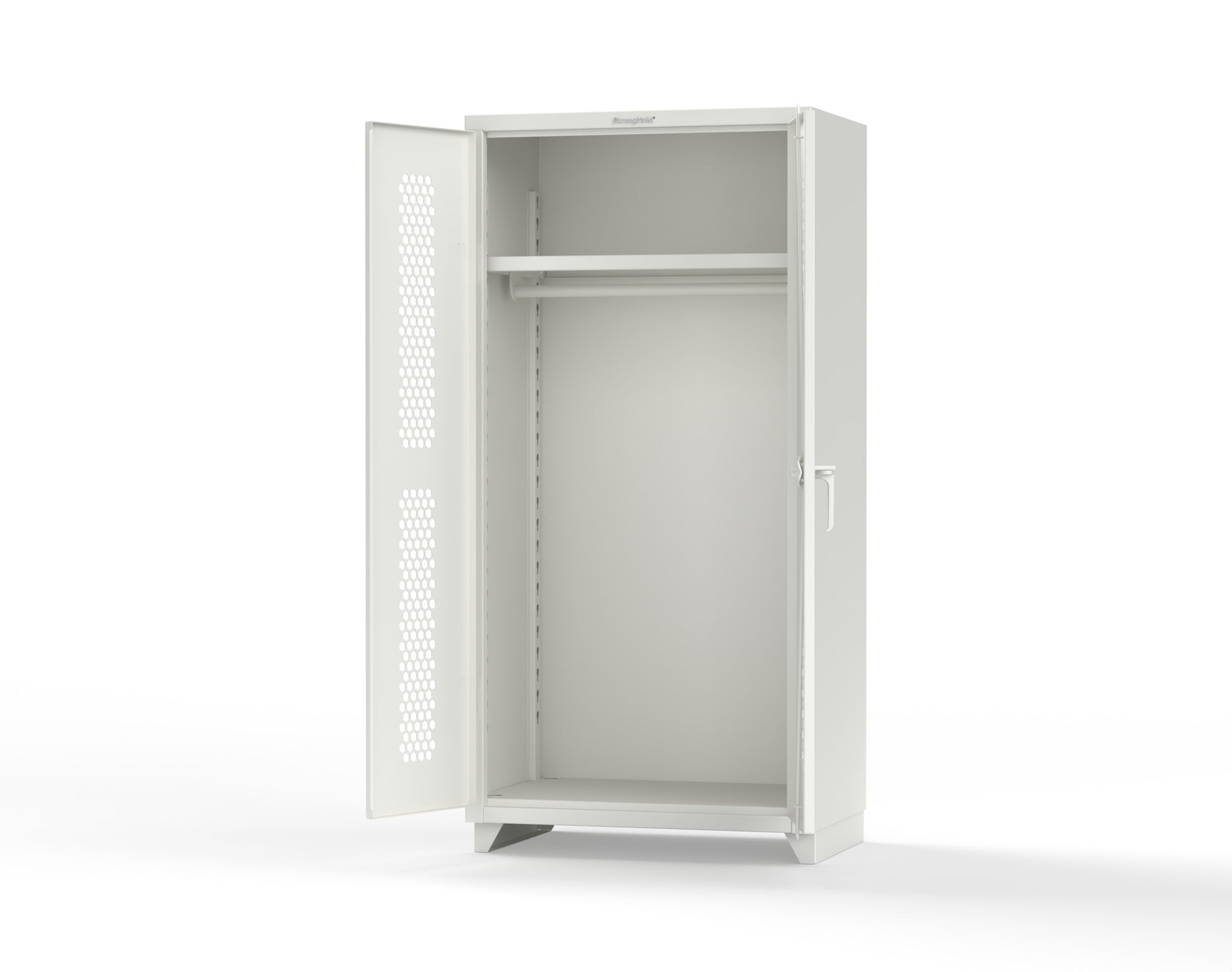 Extra Heavy Duty 14 GA Ventilated (Hex) Uniform Cabinet with Hanger Rod, 1 Shelf - 36 In. W x 24 In. D x 75 In. H - 36-H-WR-241-L-9003
