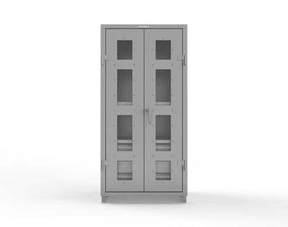 Extra Heavy Duty 14 GA Clear View Cabinet with 6 Half-Width Drawers, 3 Shelves - 36 In. W x 24 In. D x 75 In. H - 36-LD-243-6/5DB-L-7037