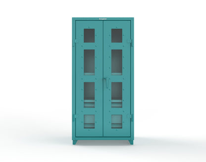 Extra Heavy Duty 14 GA Clear View Cabinet with 6 Half-Width Drawers, 3 Shelves - 36 In. W x 24 In. D x 75 In. H - 36-LD-243-6/5DB-L-5021