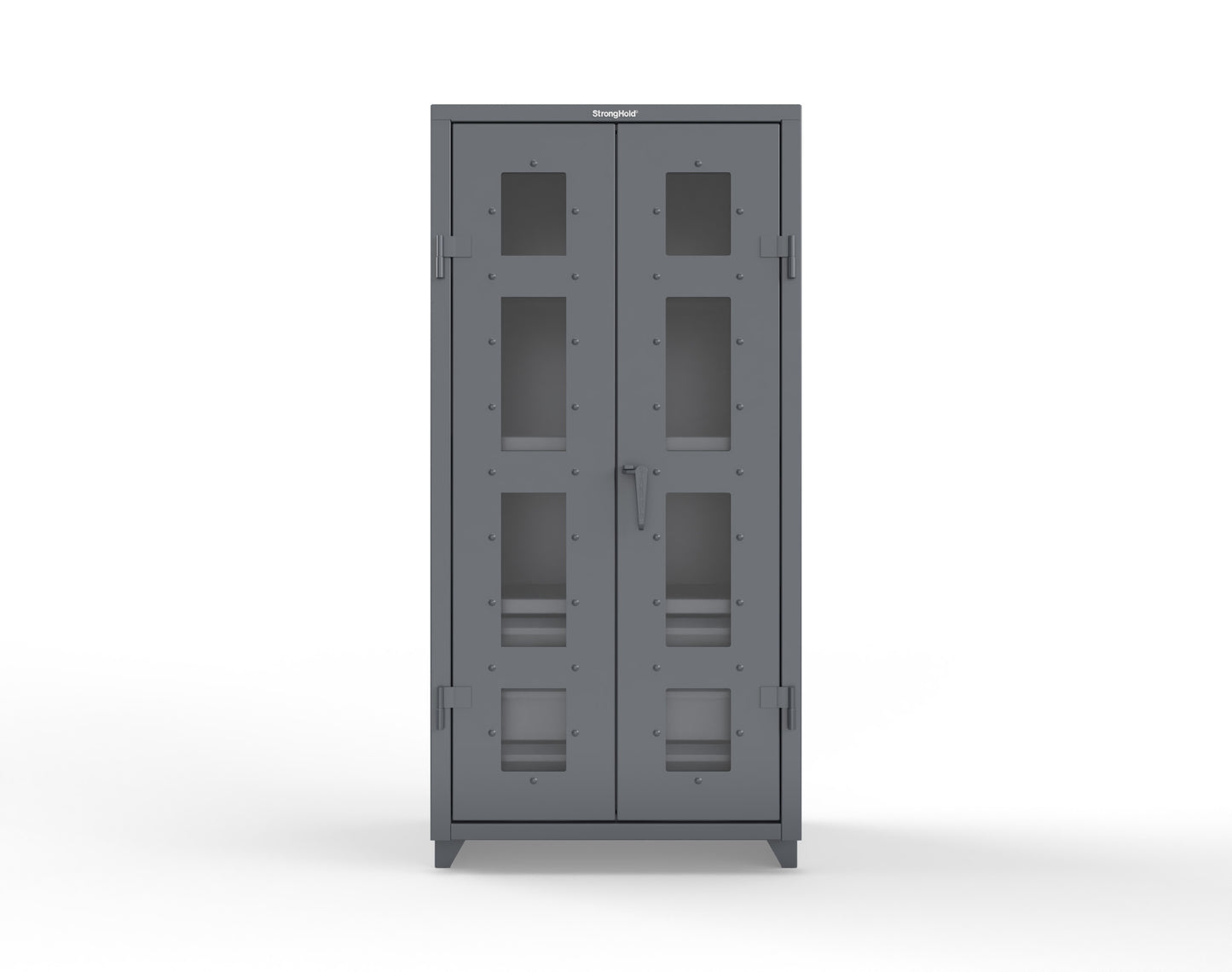 Extra Heavy Duty 14 GA Clear View Cabinet with 6 Half-Width Drawers, 3 Shelves - 36 In. W x 24 In. D x 75 In. H - 36-LD-243-6/5DB-L-7024