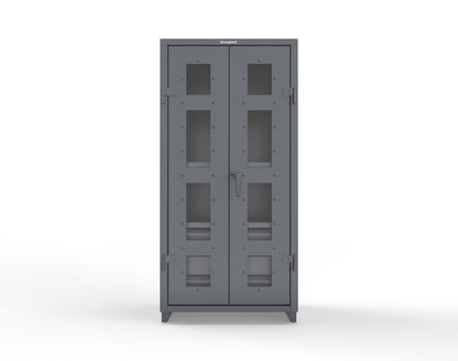 Extra Heavy Duty 14 GA Clear View Cabinet with 6 Half-Width Drawers, 3 Shelves - 36 In. W x 24 In. D x 75 In. H - 36-LD-243-6/5DB-L-7024