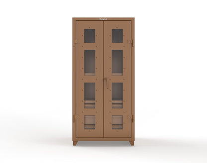 Extra Heavy Duty 14 GA Clear View Cabinet with 6 Half-Width Drawers, 3 Shelves - 36 In. W x 24 In. D x 75 In. H - 36-LD-243-6/5DB-L-8008