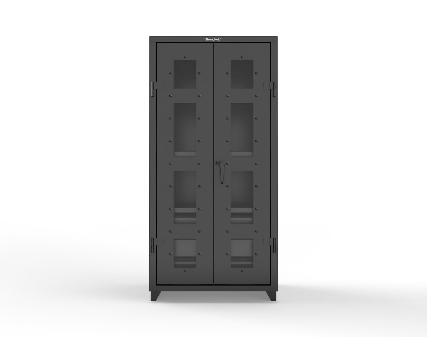 Extra Heavy Duty 14 GA Clear View Cabinet with 6 Half-Width Drawers, 3 Shelves - 36 In. W x 24 In. D x 75 In. H - 36-LD-243-6/5DB-L-9005