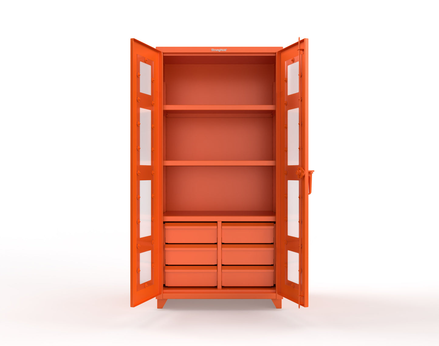 Extra Heavy Duty 14 GA Clear View Cabinet with 6 Half-Width Drawers, 3 Shelves - 36 In. W x 24 In. D x 75 In. H - 36-LD-243-6/5DB-L-2009