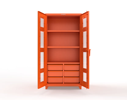 Extra Heavy Duty 14 GA Clear View Cabinet with 6 Half-Width Drawers, 3 Shelves - 36 In. W x 24 In. D x 75 In. H - 36-LD-243-6/5DB-L-2009