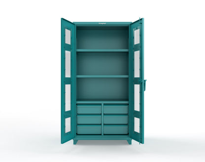 Extra Heavy Duty 14 GA Clear View Cabinet with 6 Half-Width Drawers, 3 Shelves - 36 In. W x 24 In. D x 75 In. H - 36-LD-243-6/5DB-L-5021
