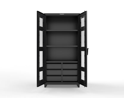 Extra Heavy Duty 14 GA Clear View Cabinet with 6 Half-Width Drawers, 3 Shelves - 36 In. W x 24 In. D x 75 In. H - 36-LD-243-6/5DB-L-9005