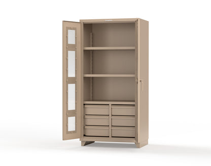 Extra Heavy Duty 14 GA Clear View Cabinet with 6 Half-Width Drawers, 3 Shelves - 36 In. W x 24 In. D x 75 In. H - 36-LD-243-6/5DB-L-1019