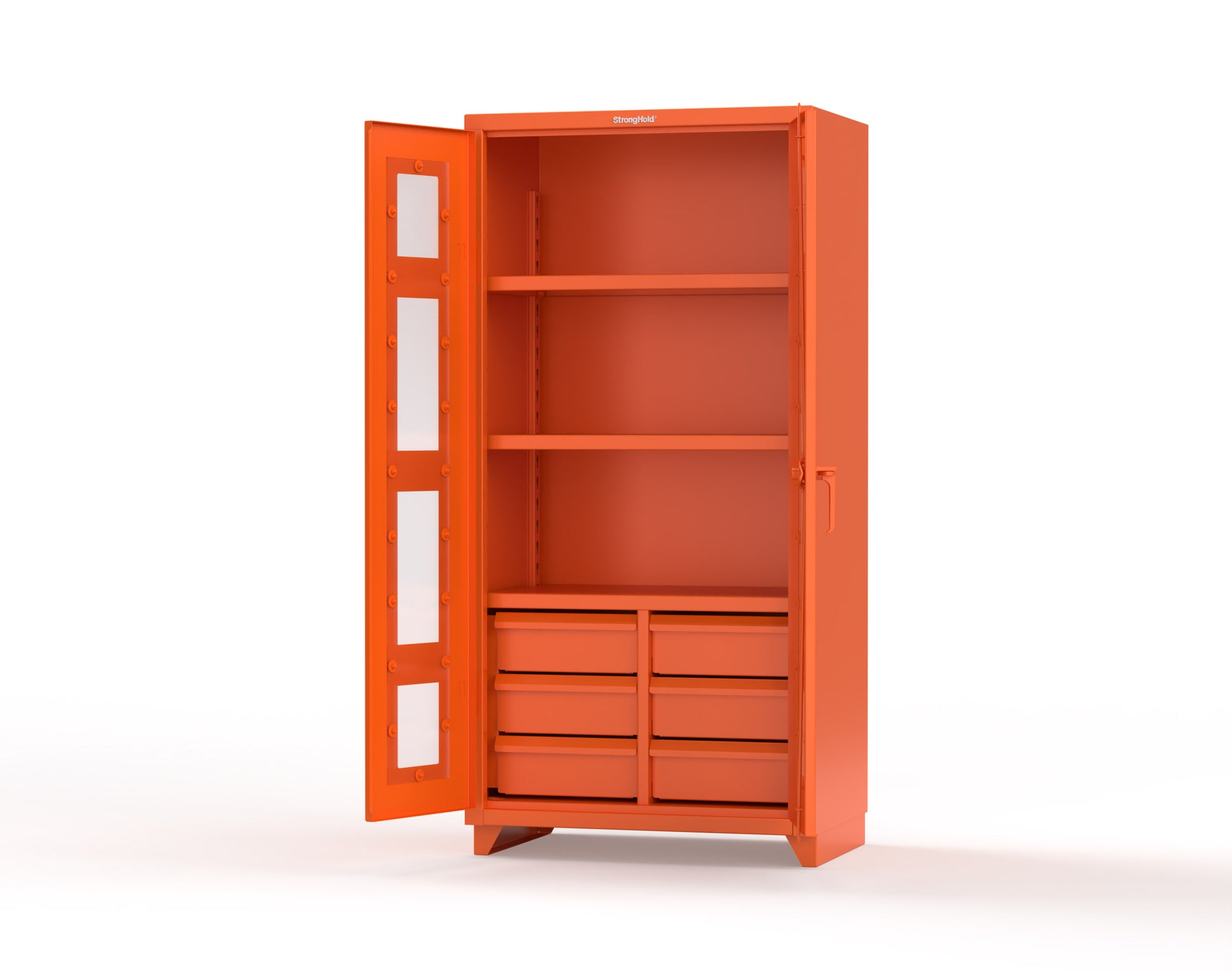 Extra Heavy Duty 14 GA Clear View Cabinet with 6 Half-Width Drawers, 3 Shelves - 36 In. W x 24 In. D x 75 In. H - 36-LD-243-6/5DB-L-2009