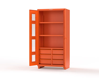 Extra Heavy Duty 14 GA Clear View Cabinet with 6 Half-Width Drawers, 3 Shelves - 36 In. W x 24 In. D x 75 In. H - 36-LD-243-6/5DB-L-2009
