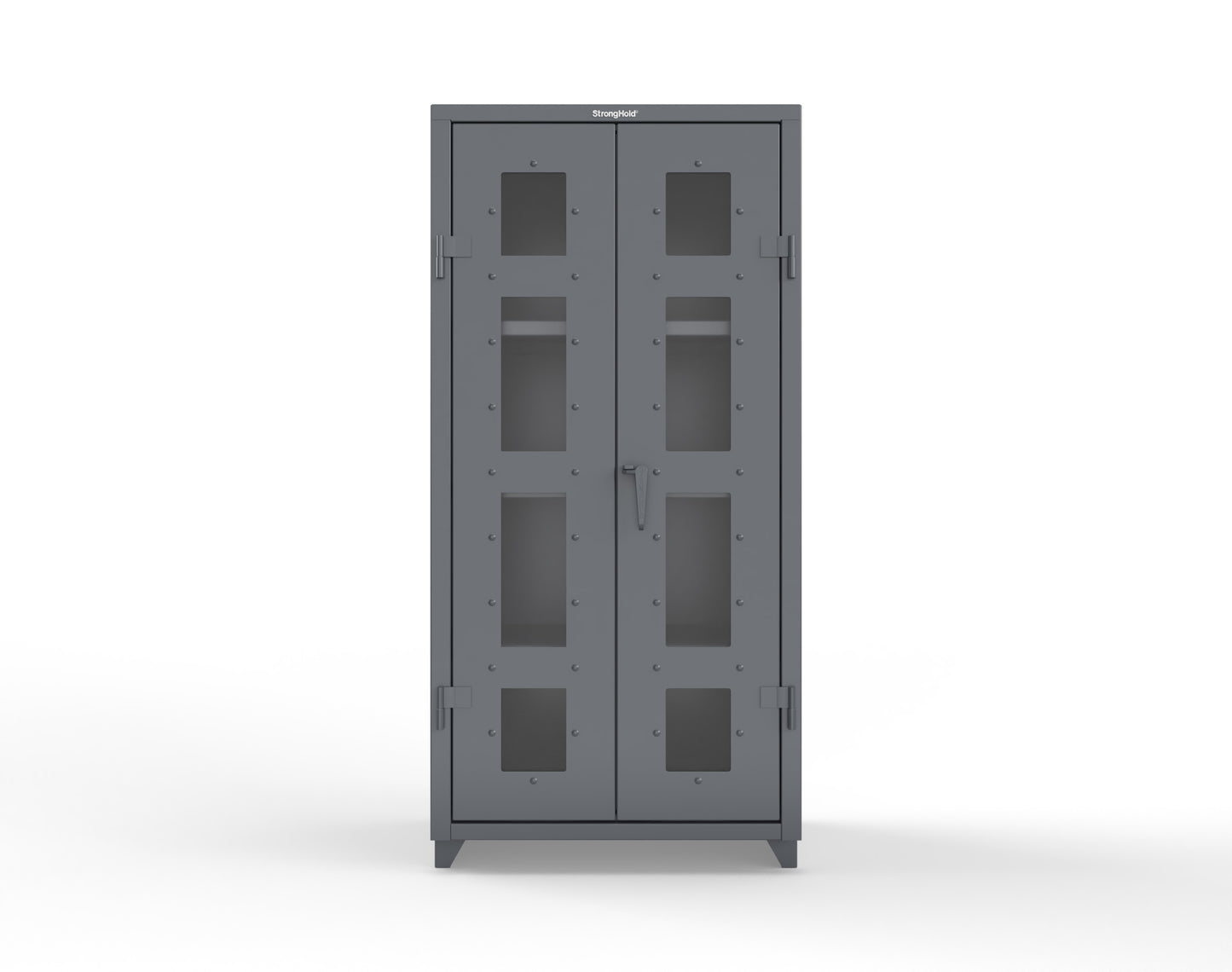 Extra Heavy Duty 14 GA Clearview Cabinet with 3 Shelves - 36 In. W x 24 In. D x 75 In. H - 36-LD-243-L-7024