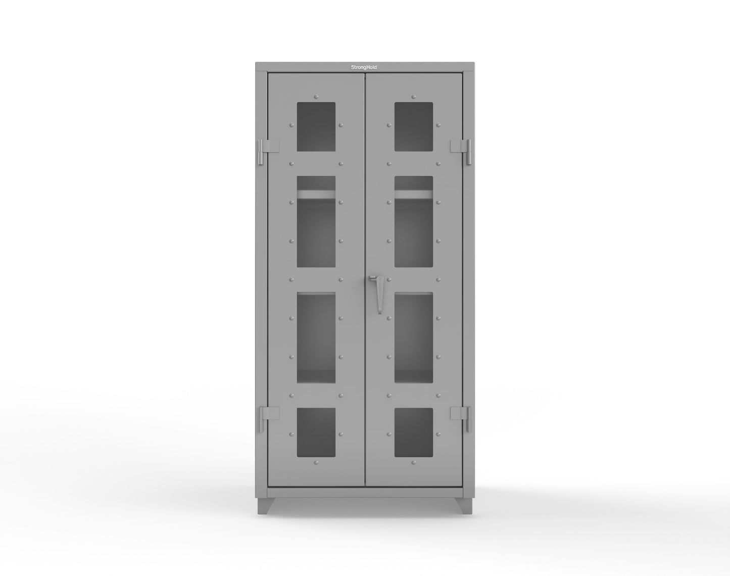 Extra Heavy Duty 14 GA Clearview Cabinet with 3 Shelves - 36 In. W x 24 In. D x 75 In. H - 36-LD-243-L-7037