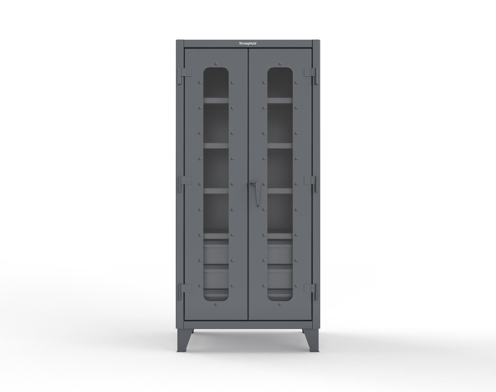 Extreme Duty 12 GA Clear View Cabinet with 6 Half-Width Drawers, 4 Shelves - 36 In. W x 24 In. D x 78 In. H - 36-LD-244-6/5DB-7024