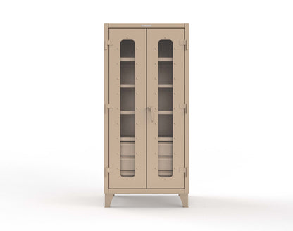 Extreme Duty 12 GA Clear View Cabinet with 6 Half-Width Drawers, 4 Shelves - 36 In. W x 24 In. D x 78 In. H - 36-LD-244-6/5DB-1019