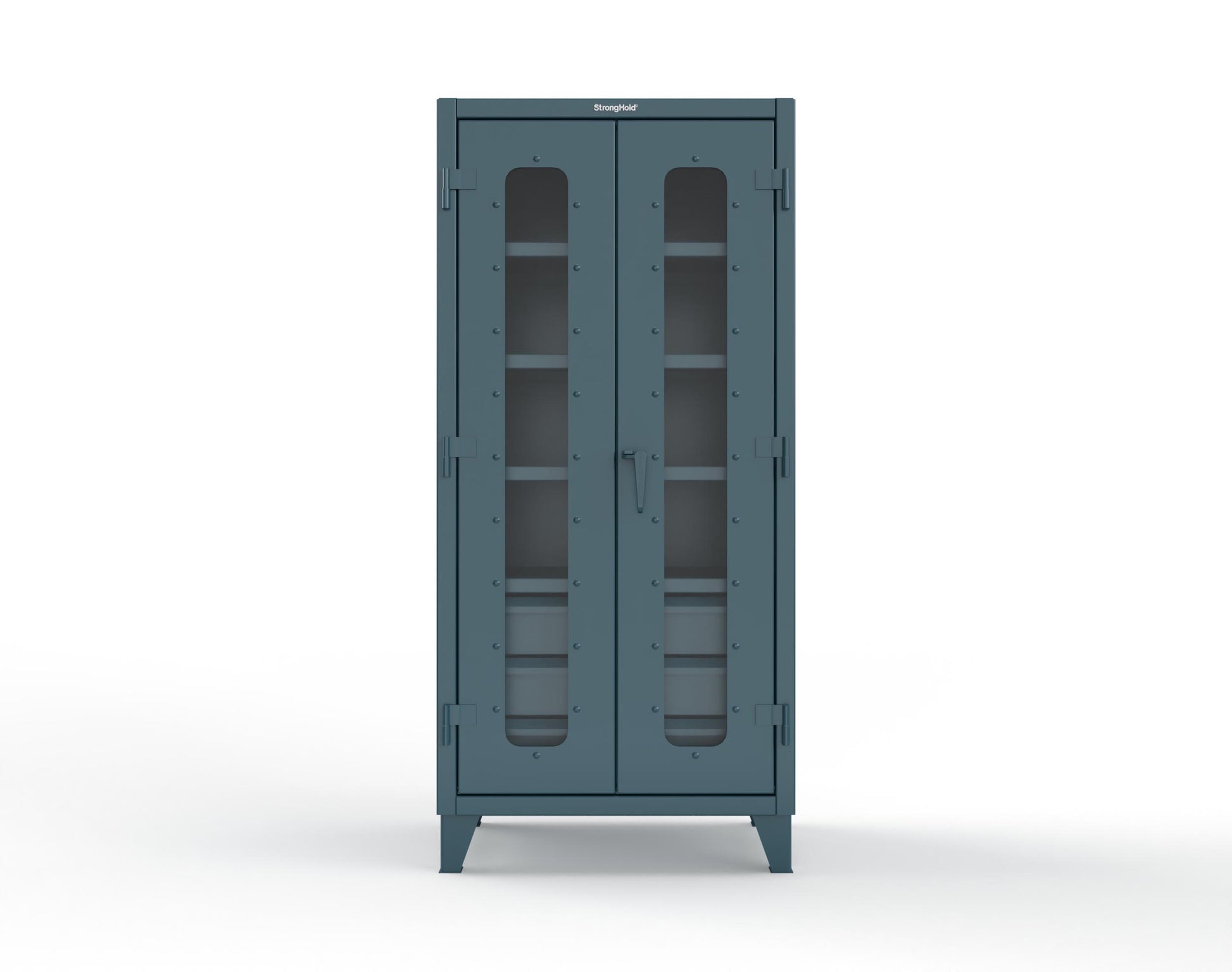 Extreme Duty 12 GA Clear View Cabinet with 6 Half-Width Drawers, 4 Shelves - 36 In. W x 24 In. D x 78 In. H - 36-LD-244-6/5DB-5001