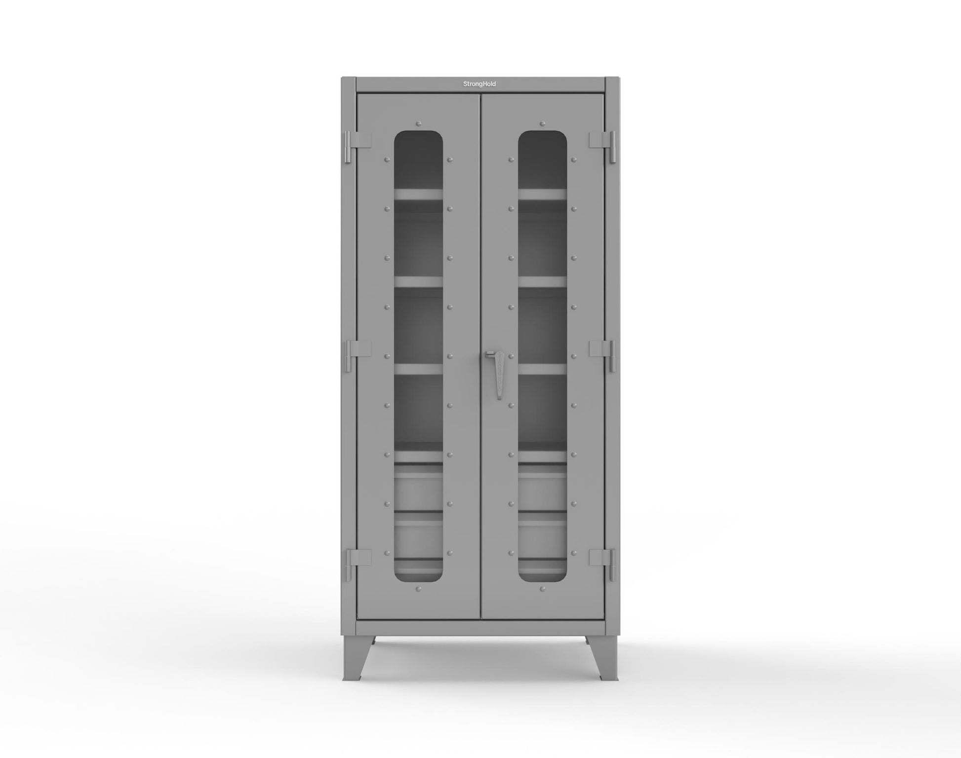 Extreme Duty 12 GA Clear View Cabinet with 6 Half-Width Drawers, 4 Shelves - 36 In. W x 24 In. D x 78 In. H - 36-LD-244-6/5DB-7037
