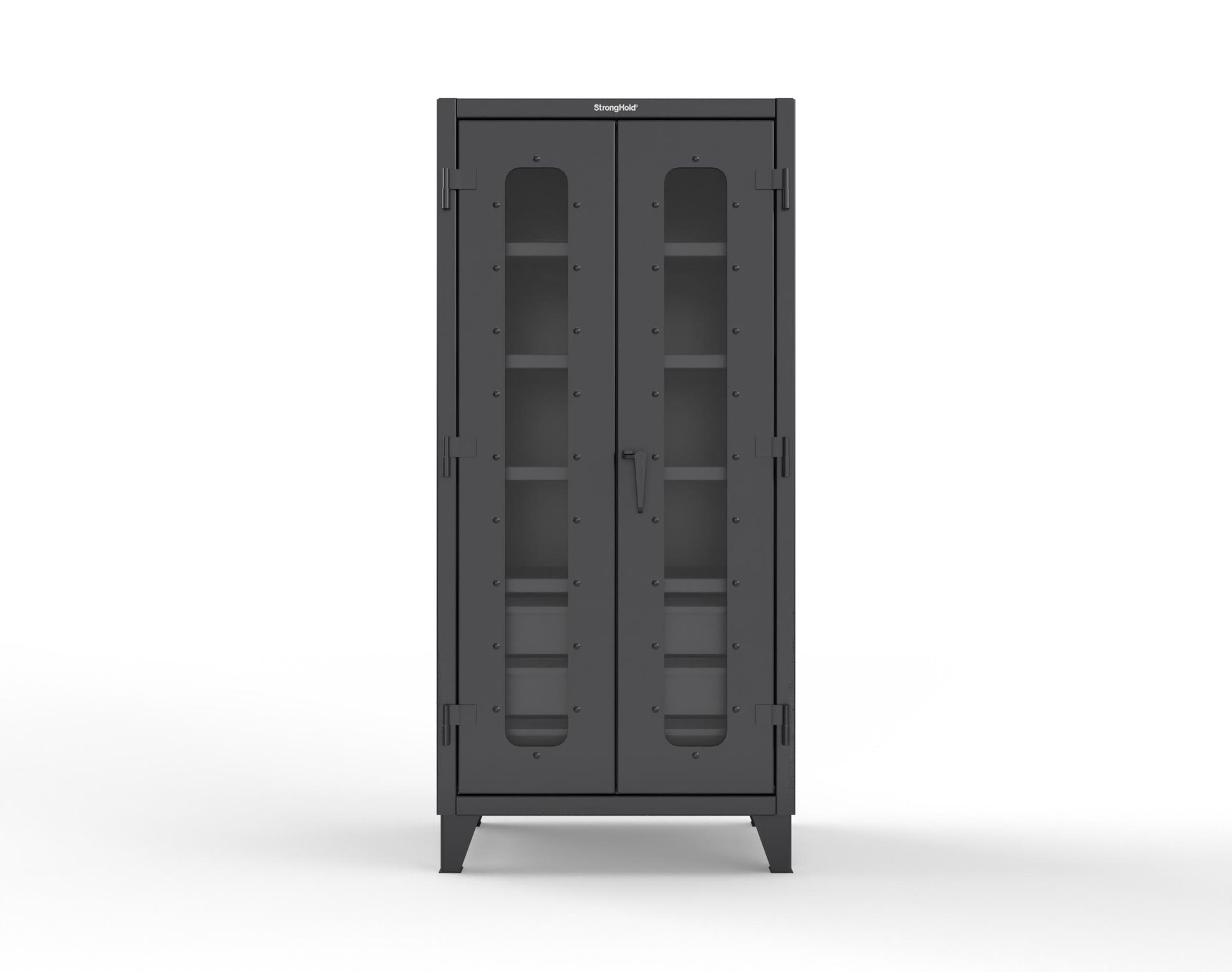 Extreme Duty 12 GA Clear View Cabinet with 6 Half-Width Drawers, 4 Shelves - 36 In. W x 24 In. D x 78 In. H - 36-LD-244-6/5DB-9005