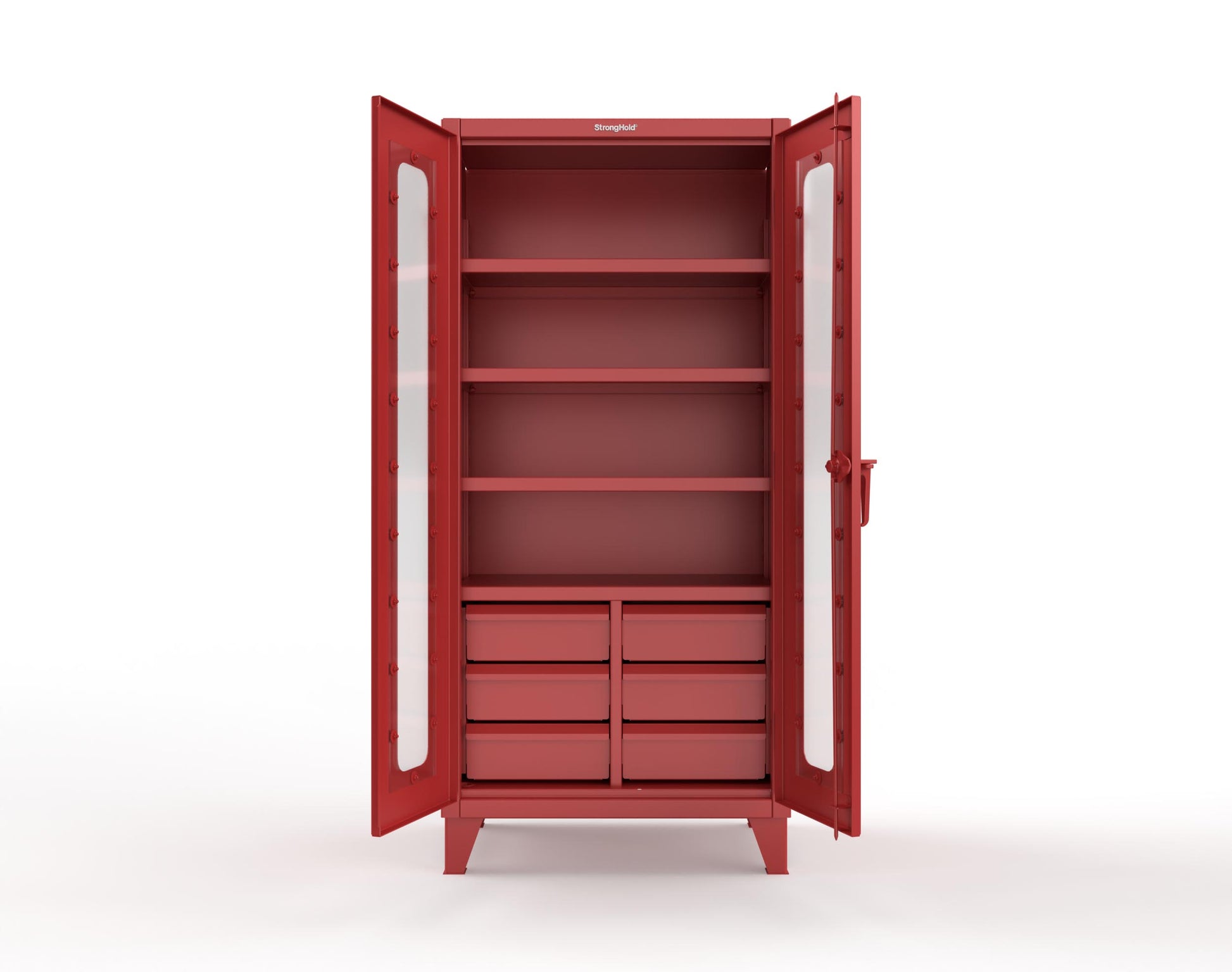 Extreme Duty 12 GA Clear View Cabinet with 6 Half-Width Drawers, 4 Shelves - 36 In. W x 24 In. D x 78 In. H - 36-LD-244-6/5DB-3001