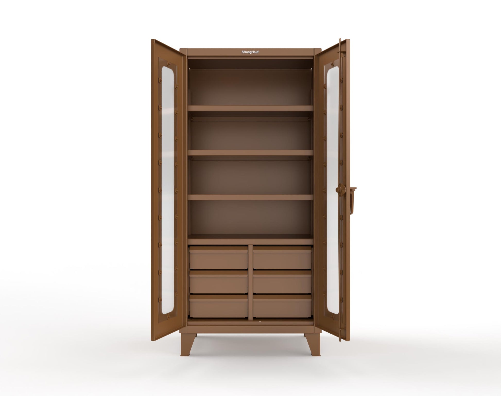 Extreme Duty 12 GA Clear View Cabinet with 6 Half-Width Drawers, 4 Shelves - 36 In. W x 24 In. D x 78 In. H - 36-LD-244-6/5DB-8008