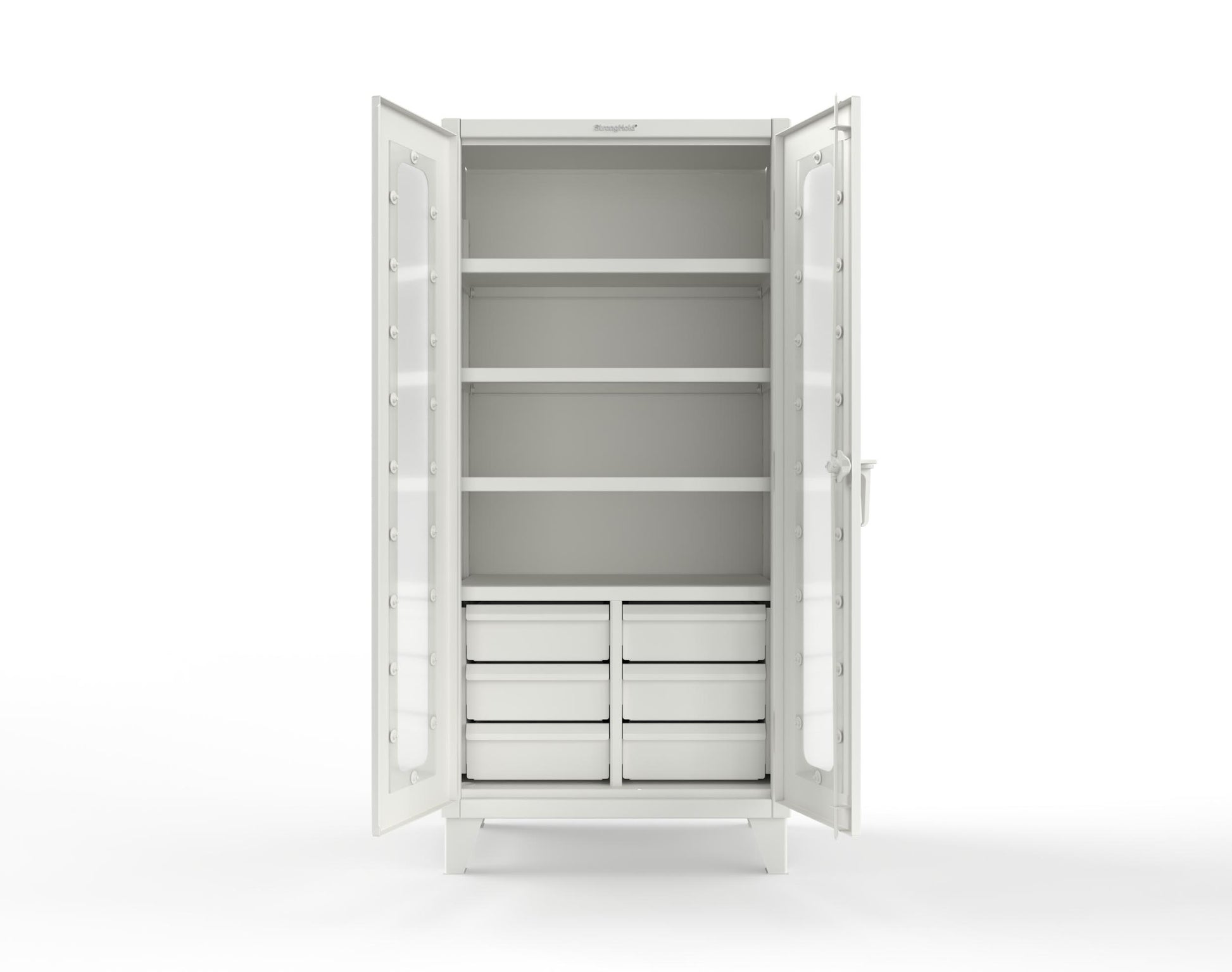 Extreme Duty 12 GA Clear View Cabinet with 6 Half-Width Drawers, 4 Shelves - 36 In. W x 24 In. D x 78 In. H - 36-LD-244-6/5DB-9003