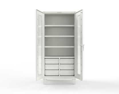 Extreme Duty 12 GA Clear View Cabinet with 6 Half-Width Drawers, 4 Shelves - 36 In. W x 24 In. D x 78 In. H - 36-LD-244-6/5DB-9003