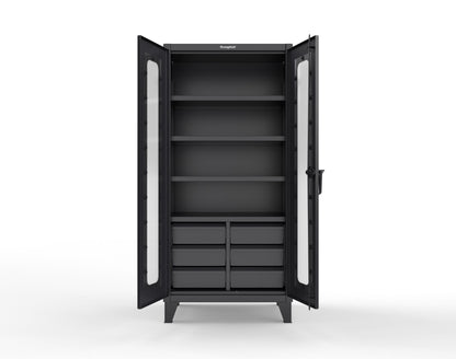 Extreme Duty 12 GA Clear View Cabinet with 6 Half-Width Drawers, 4 Shelves - 36 In. W x 24 In. D x 78 In. H - 36-LD-244-6/5DB-9005