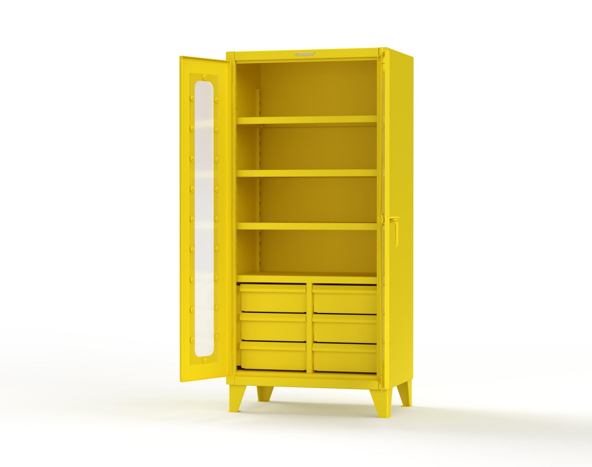 Extreme Duty 12 GA Clear View Cabinet with 6 Half-Width Drawers, 4 Shelves - 36 In. W x 24 In. D x 78 In. H - 36-LD-244-6/5DB-1021