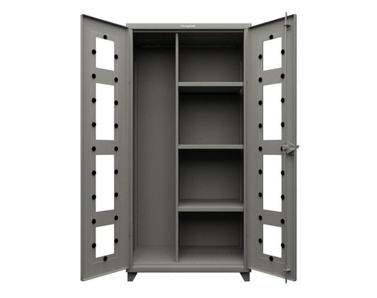 Extra Heavy Duty 14 GA Clear View Janitorial Cabinet with 3 Shelves - 36 In. W x 24 In. D x 75 In. H