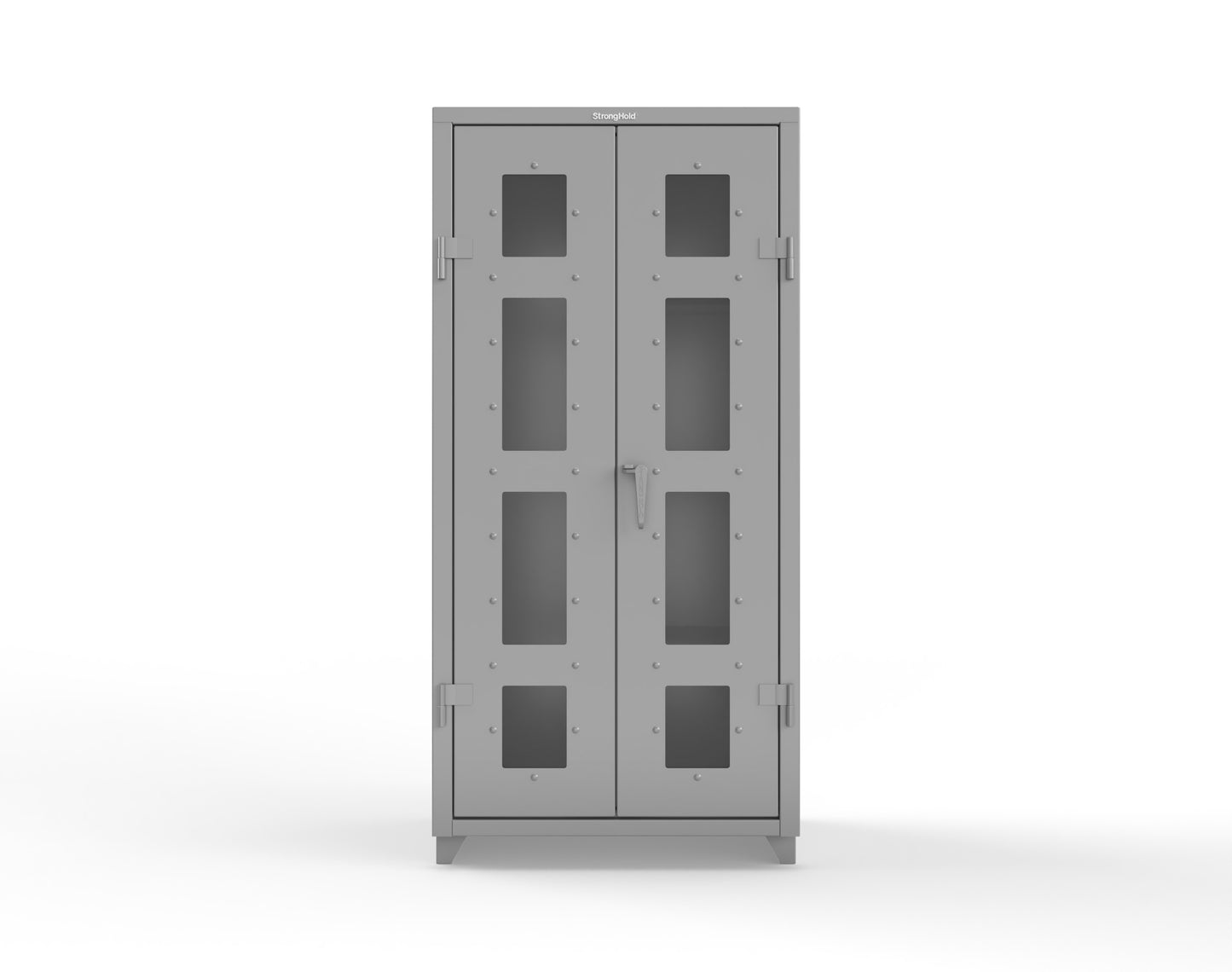 Extra Heavy Duty 14 GA Clear View Janitorial Cabinet with 3 Shelves - 36 In. W x 24 In. D x 75 In. H - 36-LD-BC-243-L-7037