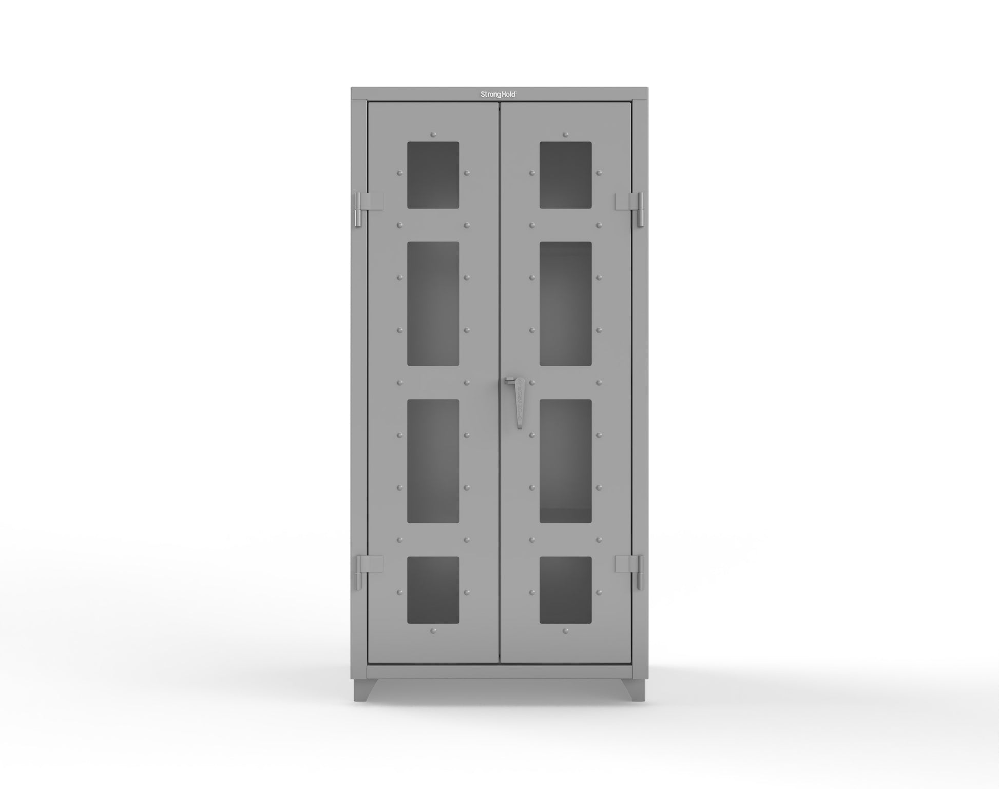 Extra Heavy Duty 14 GA Clear View Janitorial Cabinet with 3 Shelves - 36 In. W x 24 In. D x 75 In. H - 36-LD-BC-243-L-7037
