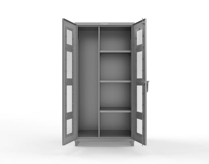 Extra Heavy Duty 14 GA Clear View Janitorial Cabinet with 3 Shelves - 36 In. W x 24 In. D x 75 In. H - 36-LD-BC-243-L-7037