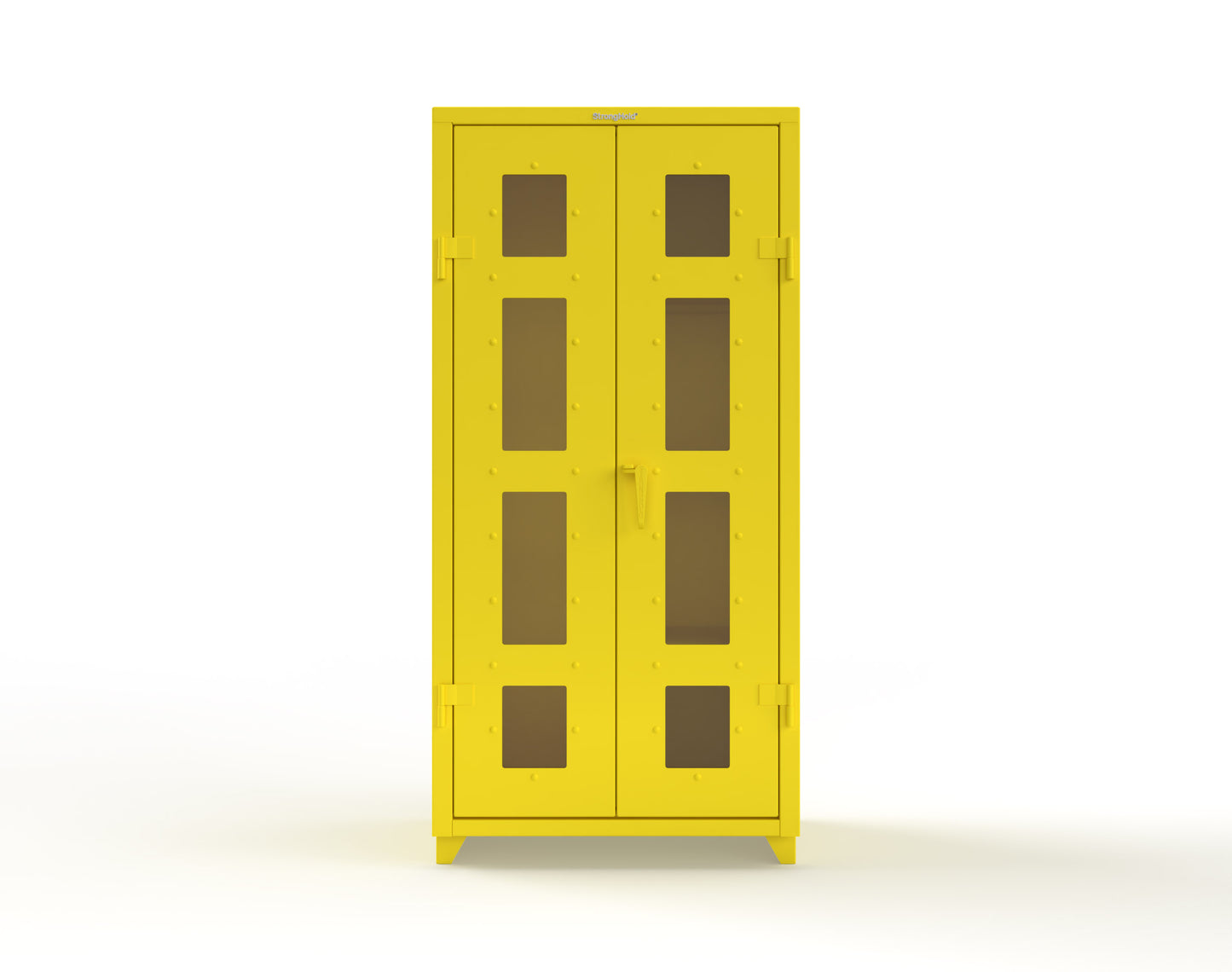 Extra Heavy Duty 14 GA Clear View Janitorial Cabinet with 3 Shelves - 36 In. W x 24 In. D x 75 In. H - 36-LD-BC-243-L-1021