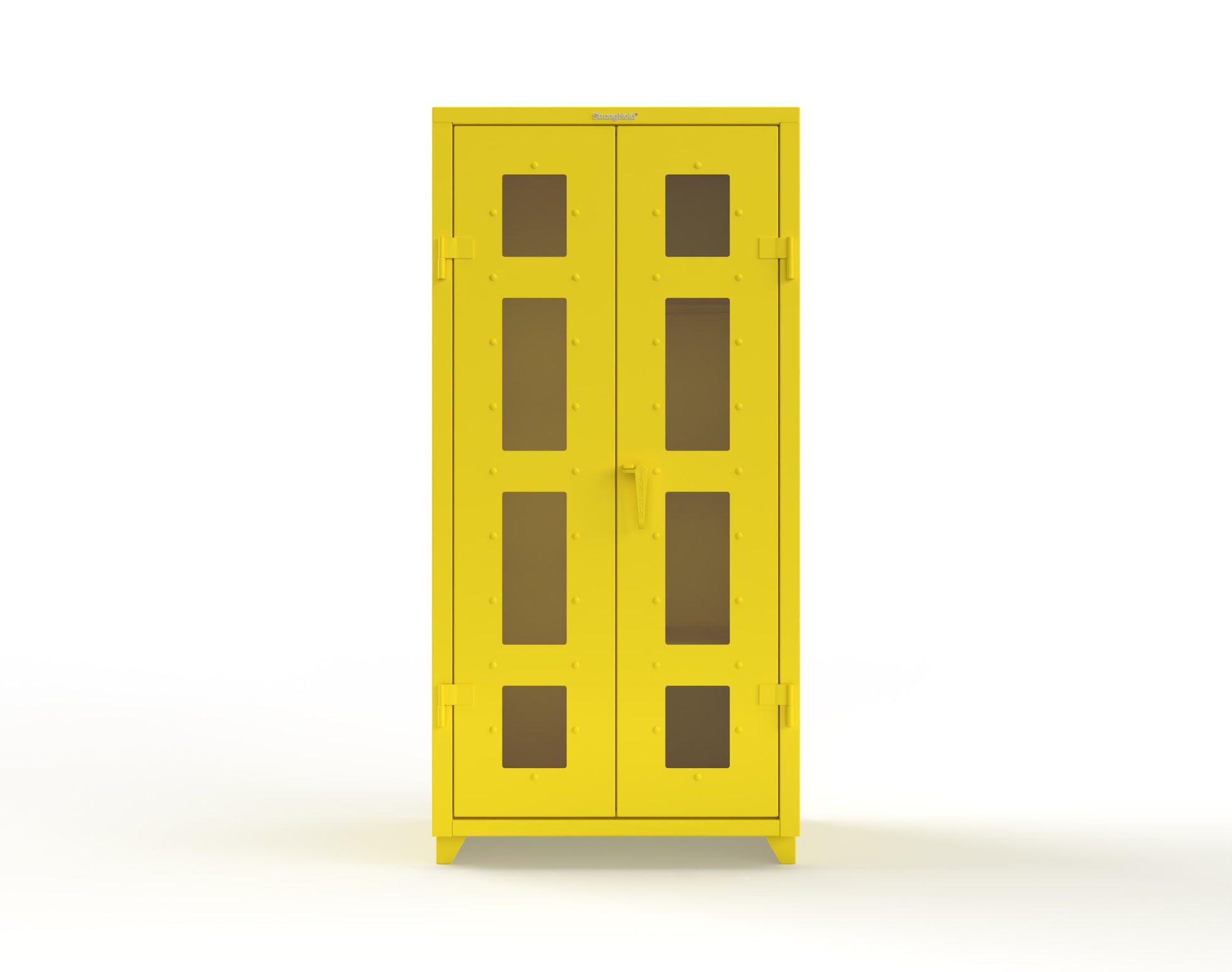 Extra Heavy Duty 14 GA Clear View Janitorial Cabinet with 3 Shelves - 36 In. W x 24 In. D x 75 In. H - 36-LD-BC-243-L-1021