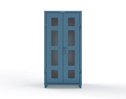 Extra Heavy Duty 14 GA Clear View Janitorial Cabinet with 3 Shelves - 36 In. W x 24 In. D x 75 In. H - 36-LD-BC-243-L-5001