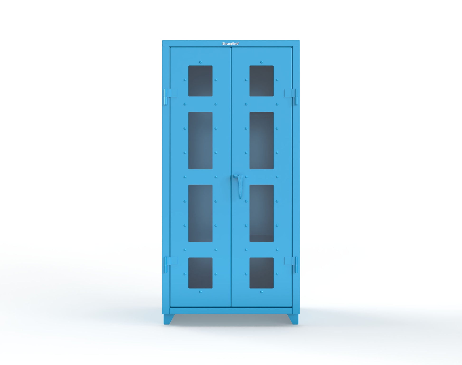 Extra Heavy Duty 14 GA Clear View Janitorial Cabinet with 3 Shelves - 36 In. W x 24 In. D x 75 In. H - 36-LD-BC-243-L-5012