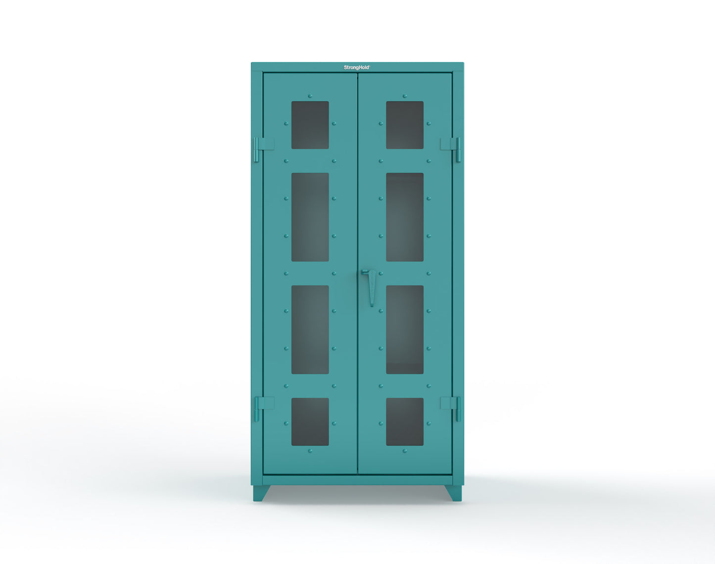 Extra Heavy Duty 14 GA Clear View Janitorial Cabinet with 3 Shelves - 36 In. W x 24 In. D x 75 In. H - 36-LD-BC-243-L-5021