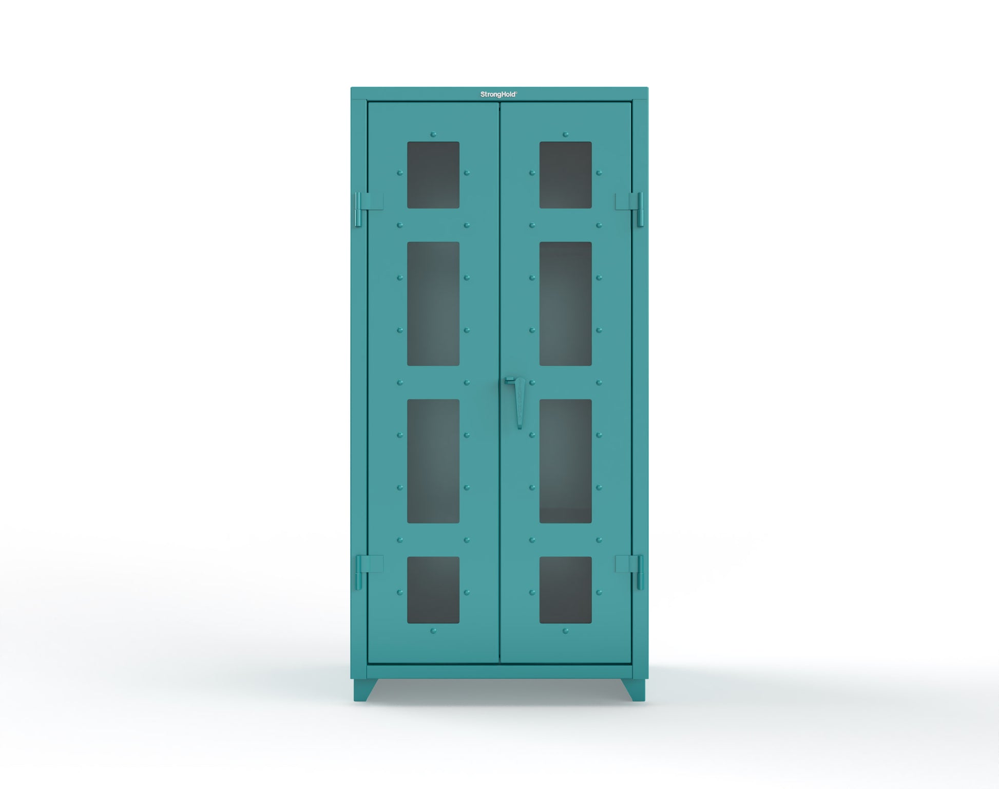 Extra Heavy Duty 14 GA Clear View Janitorial Cabinet with 3 Shelves - 36 In. W x 24 In. D x 75 In. H - 36-LD-BC-243-L-5021