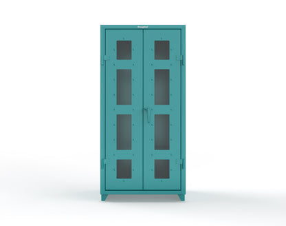 Extra Heavy Duty 14 GA Clear View Janitorial Cabinet with 3 Shelves - 36 In. W x 24 In. D x 75 In. H - 36-LD-BC-243-L-5021