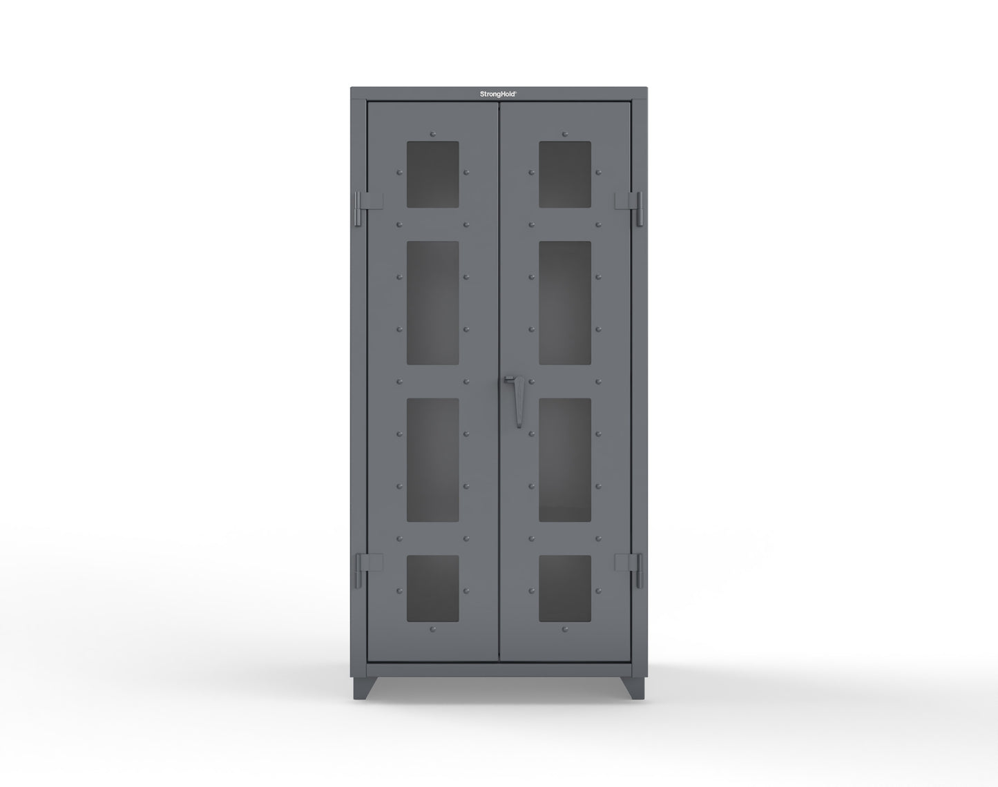 Extra Heavy Duty 14 GA Clear View Janitorial Cabinet with 3 Shelves - 36 In. W x 24 In. D x 75 In. H - 36-LD-BC-243-L-7024