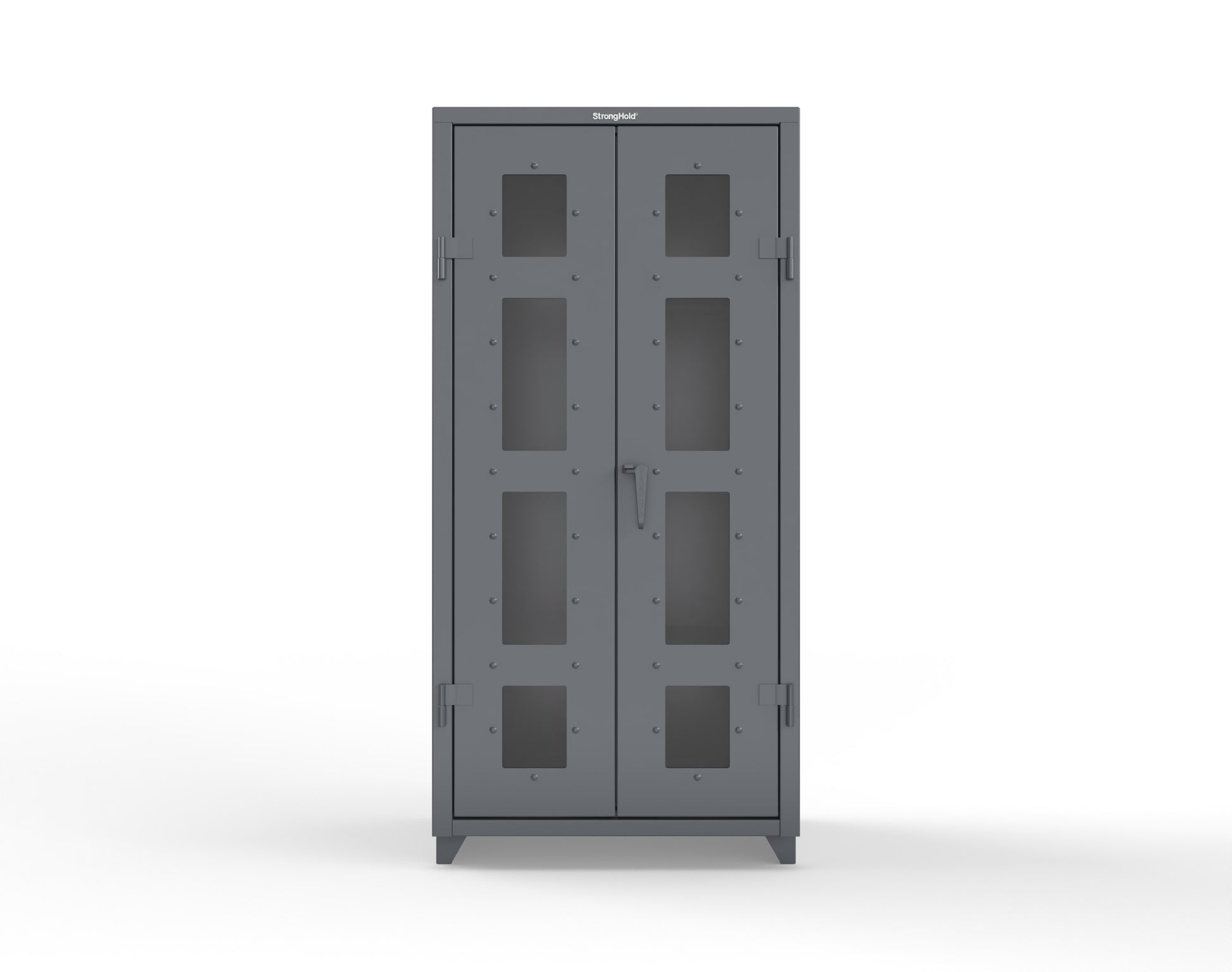 Extra Heavy Duty 14 GA Clear View Janitorial Cabinet with 3 Shelves - 36 In. W x 24 In. D x 75 In. H - 36-LD-BC-243-L-7024