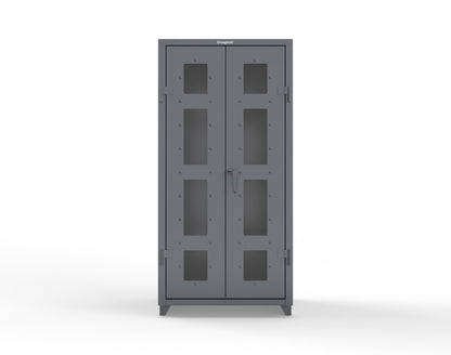 Extra Heavy Duty 14 GA Clear View Janitorial Cabinet with 3 Shelves - 36 In. W x 24 In. D x 75 In. H - 36-LD-BC-243-L-7024