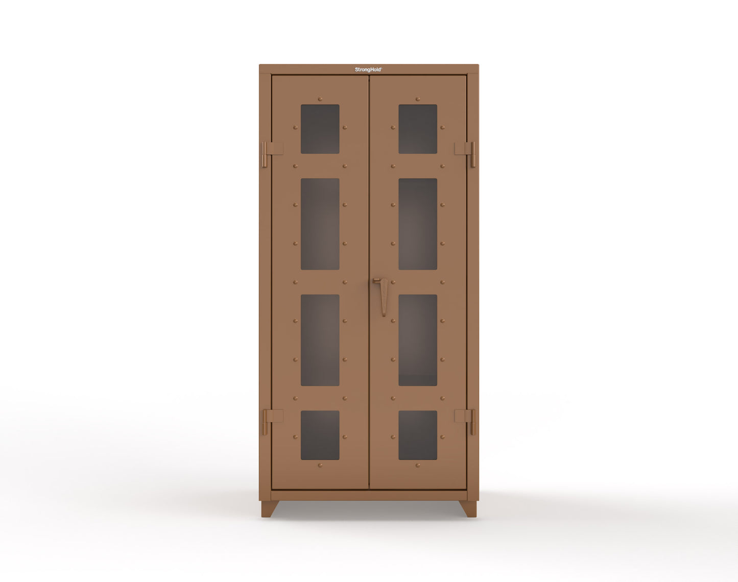 Extra Heavy Duty 14 GA Clear View Janitorial Cabinet with 3 Shelves - 36 In. W x 24 In. D x 75 In. H - 36-LD-BC-243-L-8008