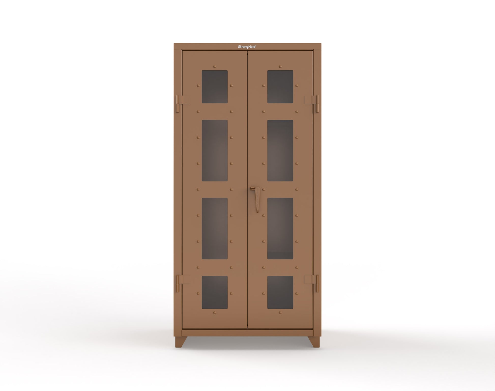 Extra Heavy Duty 14 GA Clear View Janitorial Cabinet with 3 Shelves - 36 In. W x 24 In. D x 75 In. H - 36-LD-BC-243-L-8008