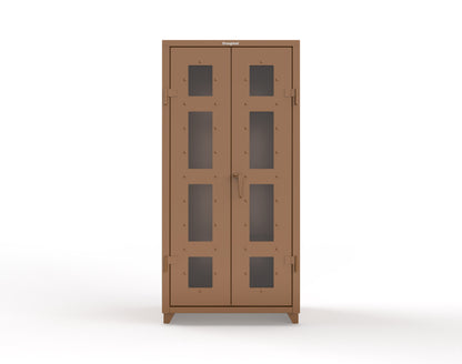 Extra Heavy Duty 14 GA Clear View Janitorial Cabinet with 3 Shelves - 36 In. W x 24 In. D x 75 In. H - 36-LD-BC-243-L-8008