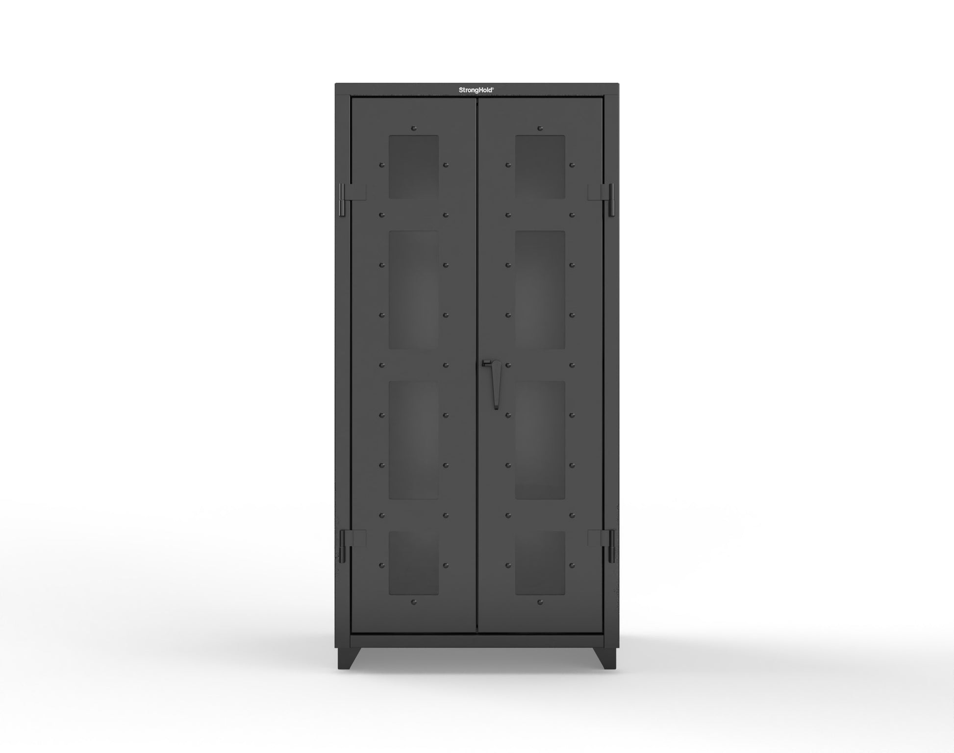 Extra Heavy Duty 14 GA Clear View Janitorial Cabinet with 3 Shelves - 36 In. W x 24 In. D x 75 In. H - 36-LD-BC-243-L-9005