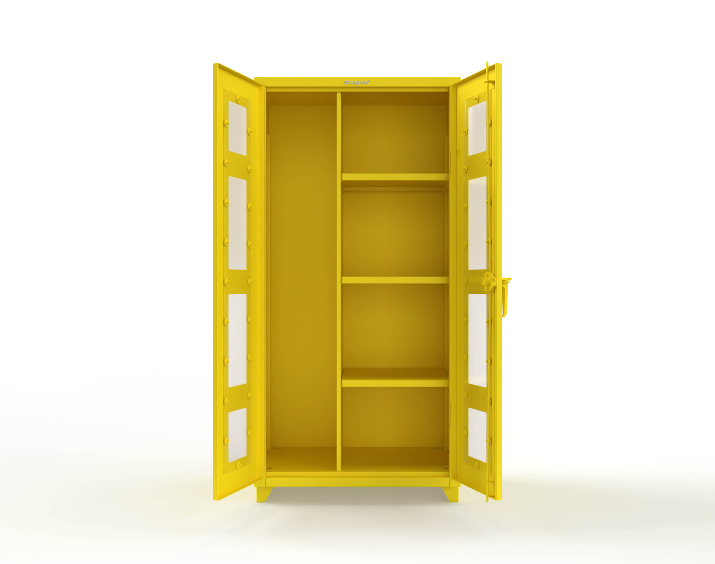 Extra Heavy Duty 14 GA Clear View Janitorial Cabinet with 3 Shelves - 36 In. W x 24 In. D x 75 In. H - 36-LD-BC-243-L-1021