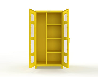 Extra Heavy Duty 14 GA Clear View Janitorial Cabinet with 3 Shelves - 36 In. W x 24 In. D x 75 In. H - 36-LD-BC-243-L-1021