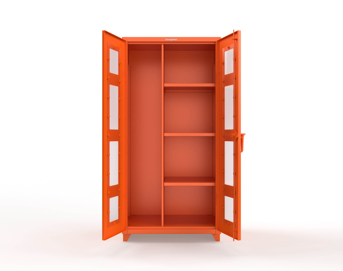 Extra Heavy Duty 14 GA Clear View Janitorial Cabinet with 3 Shelves - 36 In. W x 24 In. D x 75 In. H - 36-LD-BC-243-L-2009